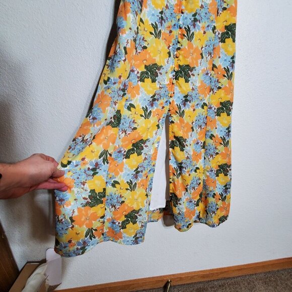 Abercrombie and Fitch Yellow Floral Slim Midi dress Adjustable Straps Size Small - Picture 7 of 11